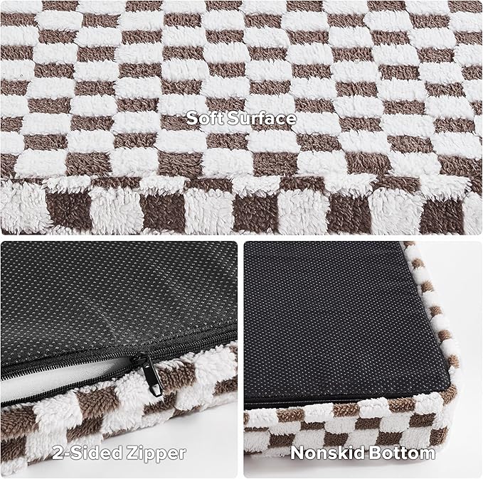 JOEJOY Dog Bed for Large Dogs, Large Orthopedic Dog Bed with Removable Washable Cover, Cute Modern Plush & Memory Egg Crate Foam Dog Bed, 36 x 27 inch, Cofffee