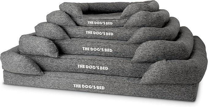 The Dog’s Bed Orthopedic Memory Foam Dog Bed with Bolsters for XL Dogs, Waterproof Washable Cover, Anti-Slip Base, Calming Surface – CertiPUR-Certified Foam, Largeinen Fabric, Grey Linen, XL
