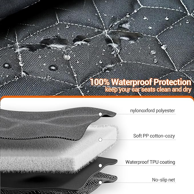 Meginc Bench Dog Car Seat Covers for SUV, Waterproof Dog Seat Cover for Back Sea, Dog Seat Cover Protector for Suvs,Cars,Trucks, Heavy Duty Non-Slip Split Bench, Pet & Kid Proof (52" W)