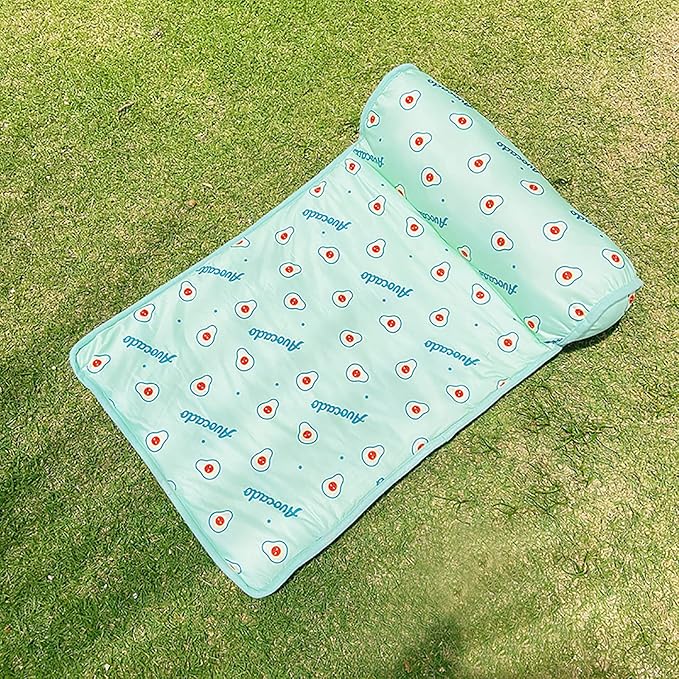 PUMYPOREITY Cooling Dog Bed, Pet Cooling Mat with Pillow, Ice Silk Cooling Dog Blanket, Self Cooling Pad for Cat,Dog, Washable Summer Pet Mat for Kennel, Crates, Sofa, Floor, Green, L