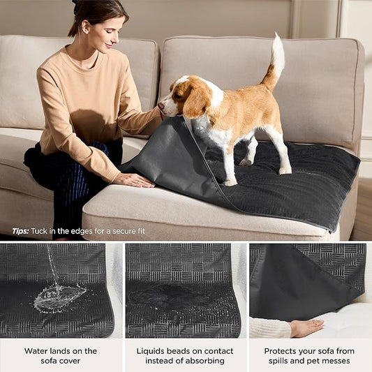 Bedsure Waterproof Bed Cover for Dogs Washable - Waterproof Blanket for King Bed Couch Sofa Cozy, Lightweight Furniture Protector for Pet Cat Quick Drying, Charcoal, Cal King,82x120IN