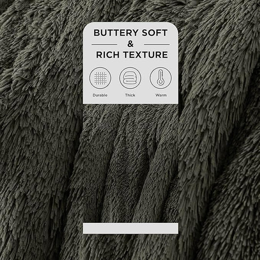 Bedsure GentleSoft Fluffy Olive Green Throw Blanket, Moss Green Decor Cozy Gifts for Women, Men, Soft Fleece Fuzzy Sherpa Plush Warm Thick Faux Fur Throw Blanket for Couch, House, 50x60