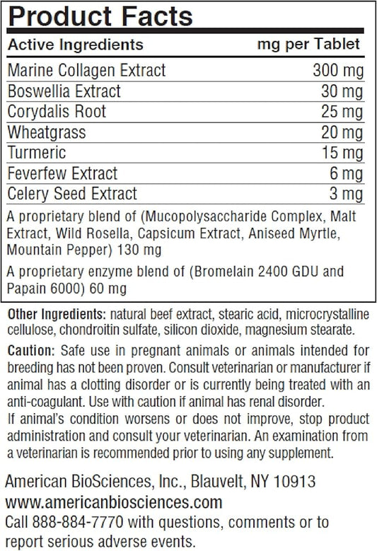 American BioSciences DGP, All-Natural Joint Supplement for Dogs - Joint Support with Turmeric Boswellia Extract - 60 Chewable Pet Tablets per Bottle (60 Count (Pack of 1))