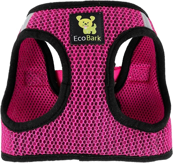 EcoBark Step in Dog Harness - Eco-Friendly Dog Harnesses for for Small & Medium Breed Dogs - Reflective and Adjustable Chest Body Halter Vest -Soft Luxurious Mesh (Fuchsia Pink, XL)