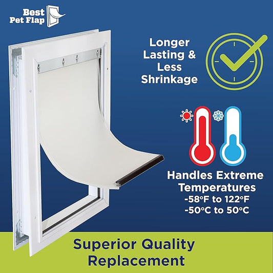 Best Pet Flap Medium Non PVC Compatible w/PetSafe PAC11-11038 - 8 1/8" x 12 7/8" Longer Lasting, Most Energy Efficient, Less Shrinkage, BPA Free (Pack of 2)