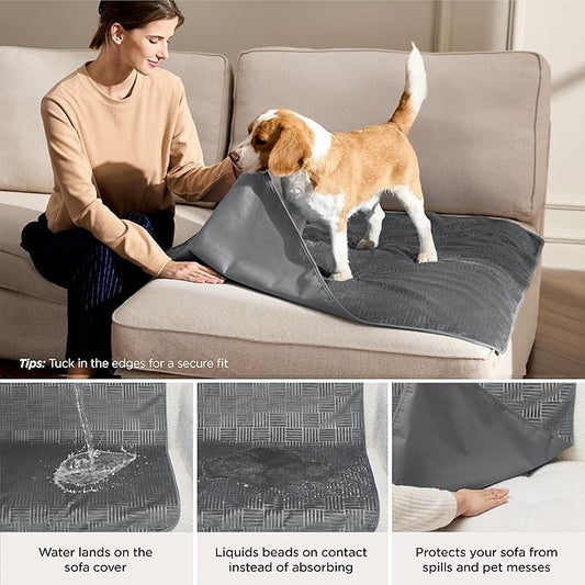 Bedsure Waterproof Bed Cover for Dogs Washable - Waterproof Blanket for King Bed Couch Sofa Cozy, Lightweight Furniture Protector for Pet Cat Quick Drying, Ash Grey, Cal King,82x120IN
