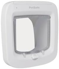 PetSafe Microchip Cat Door - Smart Programmable Collar Door with 4-Way Locking System, Energy Efficient Seal, Durable Plastic Flap & Low Battery Indicator - Battery Powered in & Out Freedom