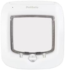 PetSafe Microchip Cat Door - Smart Programmable Collar Door with 4-Way Locking System, Energy Efficient Seal, Durable Plastic Flap & Low Battery Indicator - Battery Powered in & Out Freedom