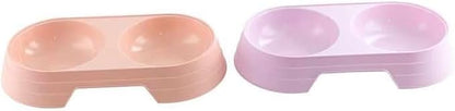 Pet Food and Water Bowl, Double Feeding Bowls, Small Grey, for Cats and Small Dogs, Portable Pet Accessories (Apricot)