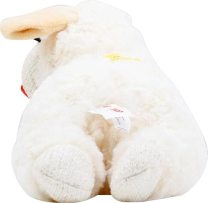 Multipet Lamb Chop Dog Plush Toy - Squeaky Toy for Small & Medium Dogs - Extra Soft Plush - Stuffed Animal for Cuddling & Playing 10" Cream, 5 Squeakers (Pack of 3)