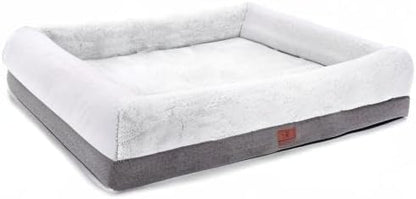 WINDRACING Orthopedic Dog Bed for Large Dogs, Bolster Sides Dogs Sofa Bed with Removable Washable Cover & Non-Skid Bottom, Soft Pet Bed with Egg Foam Dog Couch for Sleeping, 40 x 28 Inch, Gray