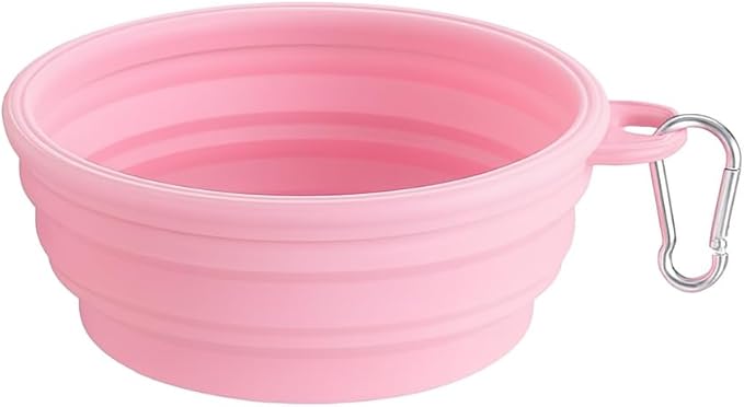 Collapsible Dog Bowl, Portable Silicone Pet Bowl with Clip for Travel, Hiking, and Outdoor Use (Green) (Green)