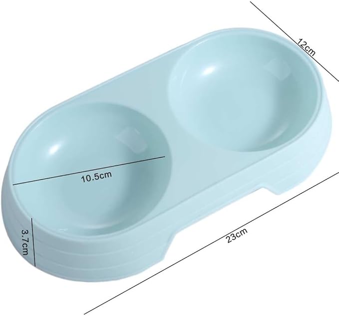 Pet Food and Water Bowl, Double Feeding Bowls, Small Grey, for Cats and Small Dogs, Portable Pet Accessories (Apricot)