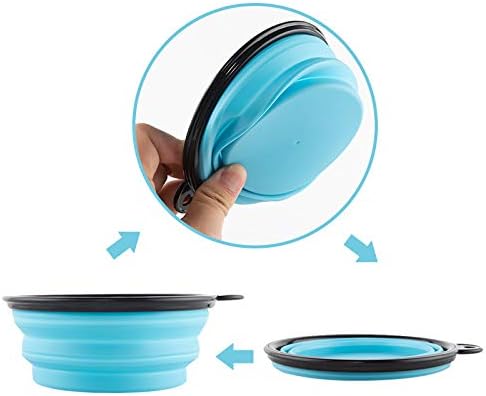 Collapsible Dog Bowls, Travel Dog Cat Water Bowl Portable Foldable Food Dishes with Carabiner Clip for Traveling, Hiking, Walking (Pack of 5)