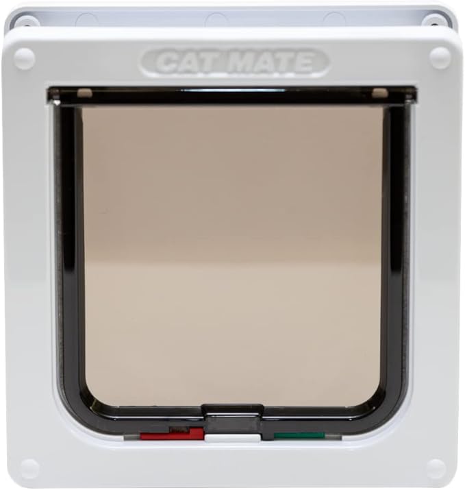 Cat Mate 4-Way-Locking Cat Flap Bundle, Includes Pet Door (235) & Wall Liner (303) - Secure Lockable Door for Small to Medium Sized Cats, for UPVC, Wood and Wall, White