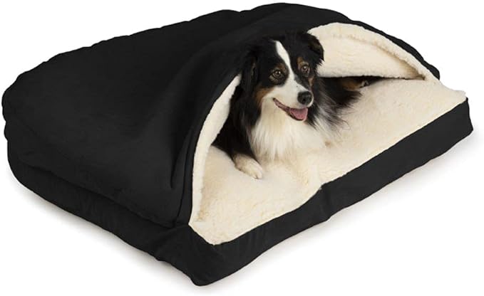 Snoozer Pet Products Luxury Rectangle Cozy Cave Dog Bed with Microsuede, Small, Black