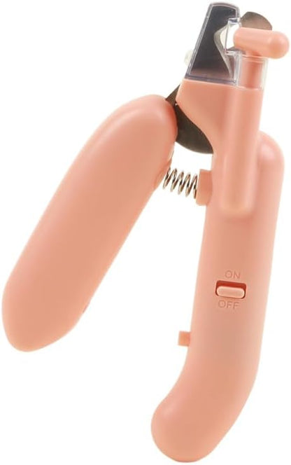 Professional Pet Nail Clipper with LED Light and Safety Guard, Safe Trimming Tool for Dogs and Cats (Pink)