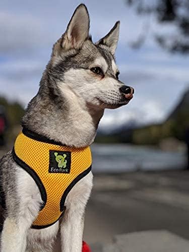 EcoBark Dog Harness - Eco-Friendly Max Comfort Harnesses - Luxurious Soft Mesh Halter - Over the Head Harness Vest- No Pull and No Choke for Puppy, Toy Breeds & Small Dogs (Small, Yellow)
