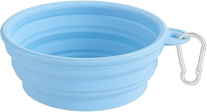 Collapsible Dog Bowl, Portable Silicone Pet Bowl with Clip for Travel, Hiking, and Outdoor Use (Green) (Green)
