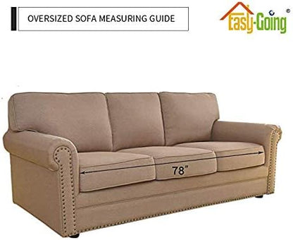 Easy-Going Reversible Oversized Couch Cover for 3 Cushion Couch Sofa Cover for Dogs Water Resistant Furniture Protector Cover with Foam Sticks for Pet (Oversized Sofa, Camel/Ivory)