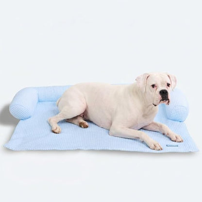 Spark Paws Cooling Couch Cover Dog Bed, Furniture Protector Mat, Non-Toxic Washable Pet Cooling Pad for Large & Small Dog - Waffle Blue - Size XL