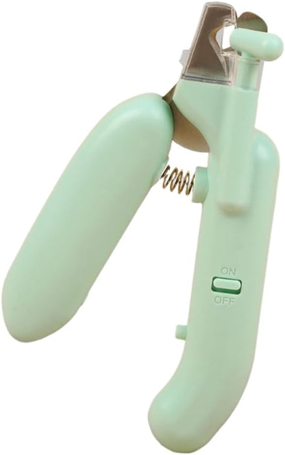 Professional Pet Nail Clipper with LED Light and Safety Guard, Safe Trimming Tool for Dogs and Cats (Greenish-Blue)