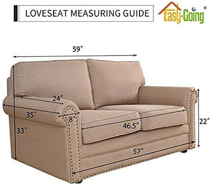 Easy-Going Reversible Loveseat Couch Cover for 2 Cushion Couch Sofa Cover for Dogs Water Resistant Furniture Protector with Foam Sticks Elastic Straps for Pet (Loveseat, Cyan/Ivory)