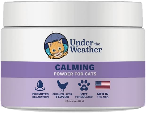 Under the Weather Pet Calming Powder for Cats | Natural Anxiety and Stress Relief Cat Supplement | Supports Relaxation & Normal Emotional Balance During Grooming, Travel & Thunderstorm - (2.54 Oz)