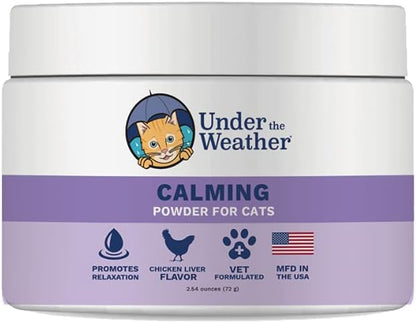 Under the Weather Pet Calming Powder for Cats | Natural Anxiety and Stress Relief Cat Supplement | Supports Relaxation & Normal Emotional Balance During Grooming, Travel & Thunderstorm - (2.54 Oz)