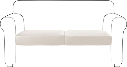 Yates Home PU Leather Couch Sofa Cushion Slipcover Water-Proof Elastic Chair RV Seat Covers Loveseat Slip Cover for Settee Seater Replacement in Living Room（2 Piece Large Sofa Cushion Covers,Ivory