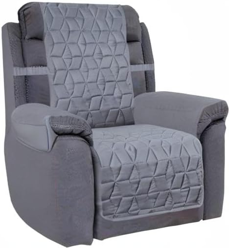 Ameritex Waterproof Nonslip Recliner Cover Christmas Decor Stay in Place, Dog Couch Recliner Cover Furniture Protector for Pets and Kids (Light Grey, 30'')
