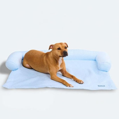 Spark Paws Cooling Couch Cover Dog Bed, Furniture Protector Mat, Non-Toxic Washable Pet Cooling Pad for Large & Small Dog - Waffle Blue - Size L