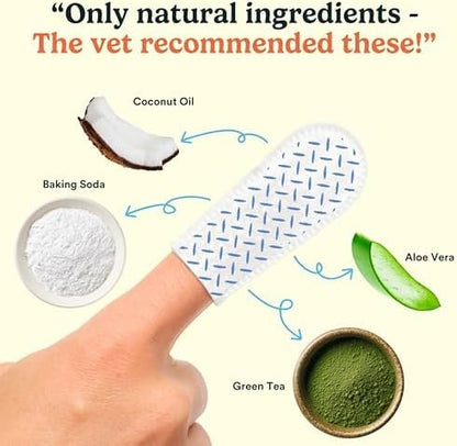 Jasper Dog Dental Wipes, Vet-Recommended Natural Cat & Dog Teeth Cleaning Wipes Dog Teeth Cleaner, Disposable Wipes Fresh Breath PlaqLift Technology Attacks Plaque and Buildup, Coconut, 60 Count