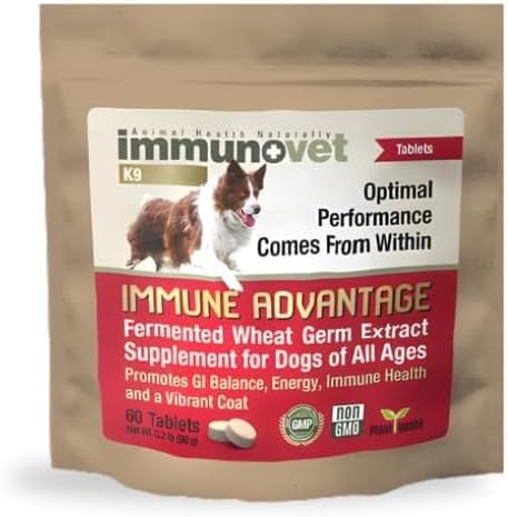Plant Based Dog Supplement Tablets | Bio-Active Canine Nutritional Supplements Immune & GI Health Support | Veterinary Supplements Natural Fermented Wheat Germ Extract (FWGE) (Tablets)