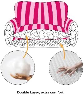 Glow Pups Dog Bed, Pink Dog Bed, Striped Pet Bed Sofa with Soft Cotton Blend, Machine Washable, Cozy Cushion, Large 31.5" x 19.68" x 13" (Pink, Striped, Large)