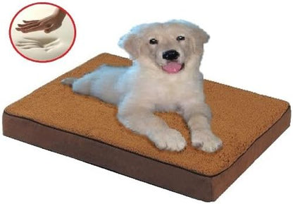 41"X27"X4" Sudan Brown Style Orthopedic Waterproof Memory Foam Pet Pad Bed for Medium Large Dog Crate Size 42"X28" with 2 External Covers.