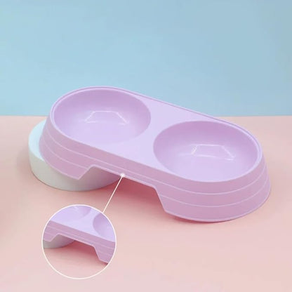 Pet Food and Water Bowl, Double Feeding Bowls, Small Grey, for Cats and Small Dogs, Portable Pet Accessories