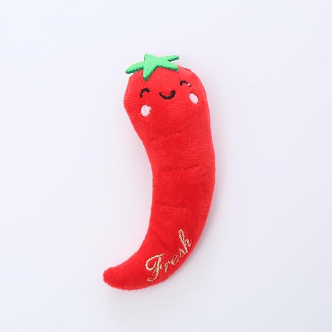 Red Cat Catnip Toys Cat Mint Toys Dog Kitten Chew Toy Funny Indoor Farm Theme Vegetable Shaped Cute Teeth Bite Toys Pet Supplies(Chili)，Toys，Catnip Toys