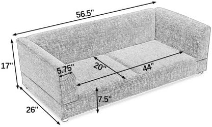 56.5" Dog Sofa Couch for Medium and Large Dogs with Backrest and Armrest, Memory Foam Dog Sofa Bed, Modern Elevated Pet Couch Bed with Legs for Dogs, Beige