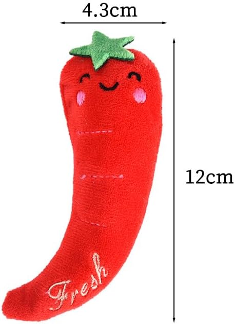 Red Cat Catnip Toys Cat Mint Toys Dog Kitten Chew Toy Funny Indoor Farm Theme Vegetable Shaped Cute Teeth Bite Toys Pet Supplies(Chili)，Toys，Catnip Toys