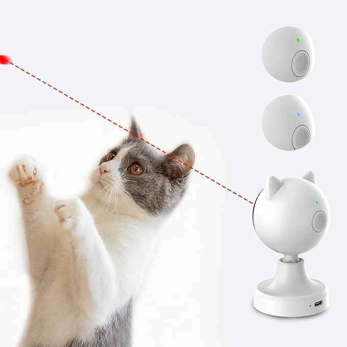 Automatic Smart Laser Cat Toy, USB Rechargeable Interactive Rotating Laser Pointer for Indoor Cats, 2 Modes & Adjustable Speed