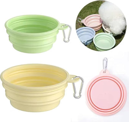Collapsible Dog Bowl, Portable Silicone Pet Bowl with Clip for Travel, Hiking, and Outdoor Use (Green) (Green)