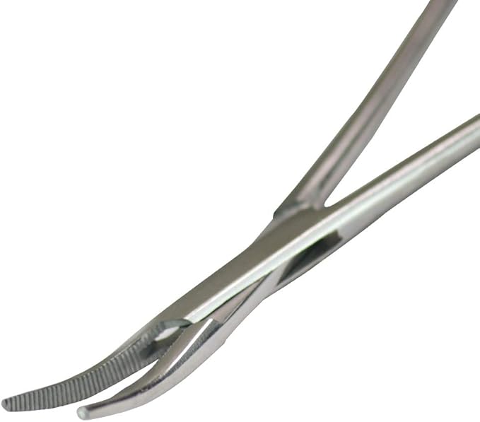 Pets ears/nose hair Puller Straight & Curved full serrated, stainless steel Home Hemostat Locking Forceps, Professional pet grooming tool for cats & dogs 2pcs set