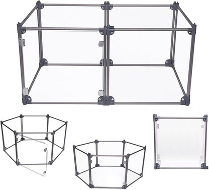 Front Row Foldable Dog Playpen – Durable and Portable Puppy Playpen for Exercise, Rest & Play – Clear Fence Panels with Aluminum Rods and Crate for Dogs and Other Small Pets (Charcoal, 6-Panel)