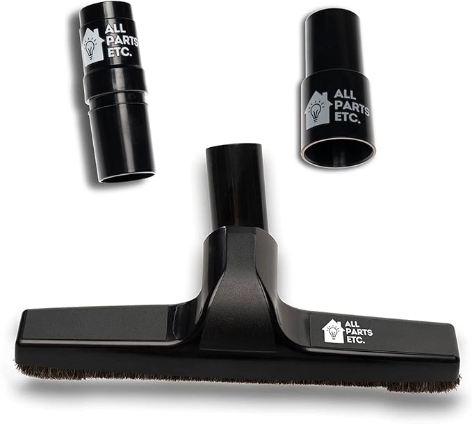 1.25" Vacuum Floor Brush Attachment – 10” Wide Soft Bristles with Two Adapters for 1.375" & 1.5" Compatibility Fits many Shop Vac, Shark, Hoover, Eureka, Dirt Devil, Miele, Oreck, and More