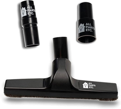 1.25" Vacuum Floor Brush Attachment – 10” Wide Soft Bristles with Two Adapters for 1.375" & 1.5" Compatibility Fits many Shop Vac, Shark, Hoover, Eureka, Dirt Devil, Miele, Oreck, and More
