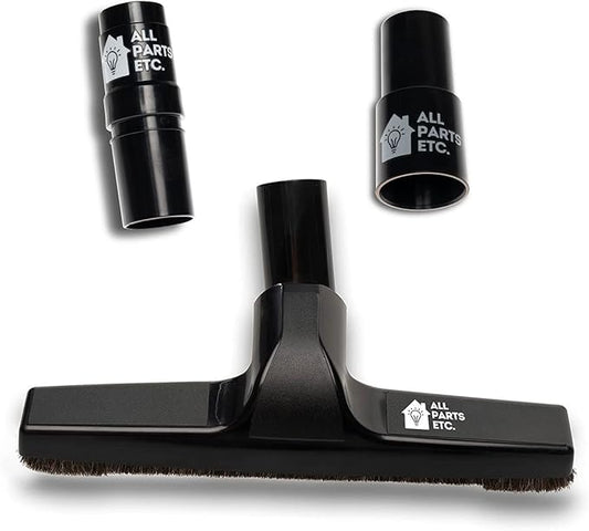 1.25" Vacuum Floor Brush Attachment – 10” Wide Soft Bristles with Two Adapters for 1.375" & 1.5" Compatibility Fits many Shop Vac, Shark, Hoover, Eureka, Dirt Devil, Miele, Oreck, and More