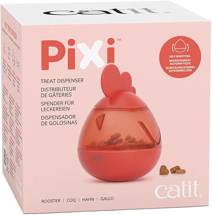 Catit PIXI Treat Dispenser, Interactive Treat Dispensing Cat Toy, Rooster
