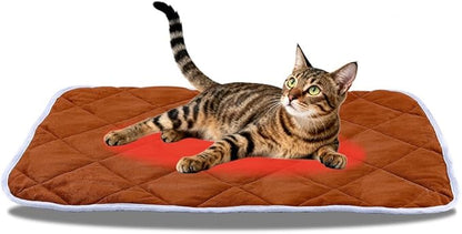 Washable Anti-Slip Kennel Mat for Medium Small Dogs and Big Cats Kennel pad Crate Pad Heated Cat Bed Self Warming Non-Electric Pet Warming Pad Brown 13.75 * 19.69inch