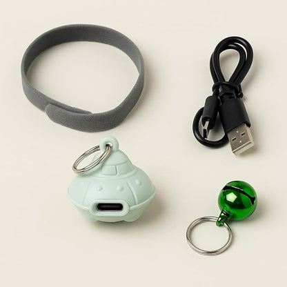 Flying Saucer Interactive Cat Toy, Automatic Interactive Pet Toy, USB Rechargeable, Timed Shutdown, One-Button Control (Green)